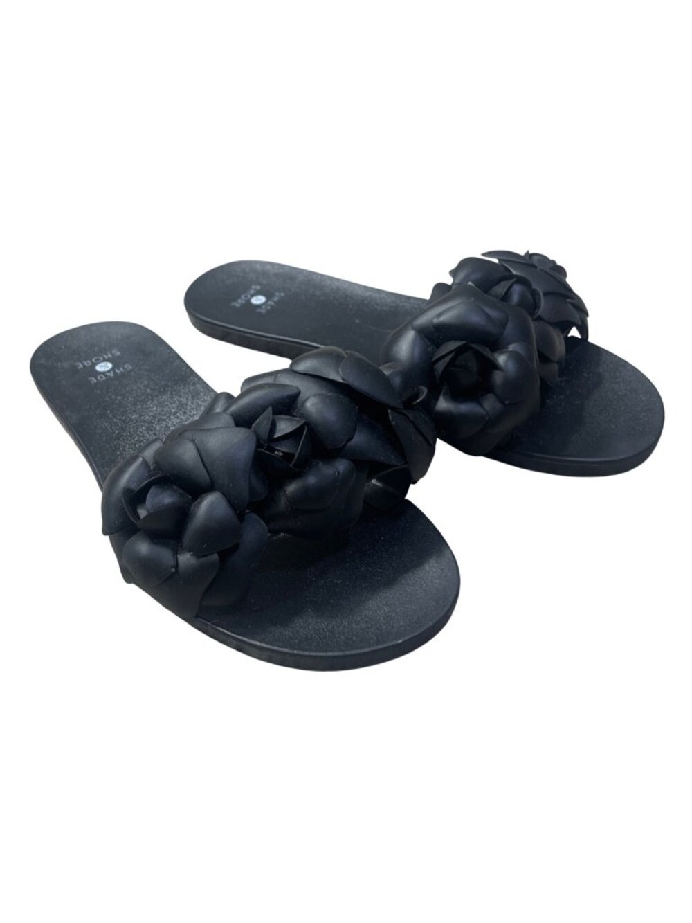 Shade & Shore Mallory Slide Sandals Floral Black Size 7 Jelly